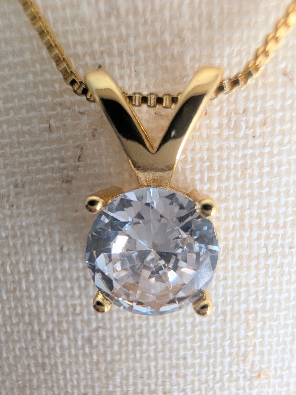 2 carat Gold Solitaire Moissanite Pendant Necklace Moissanite (Gold over Silver) - Picture 7 of 11